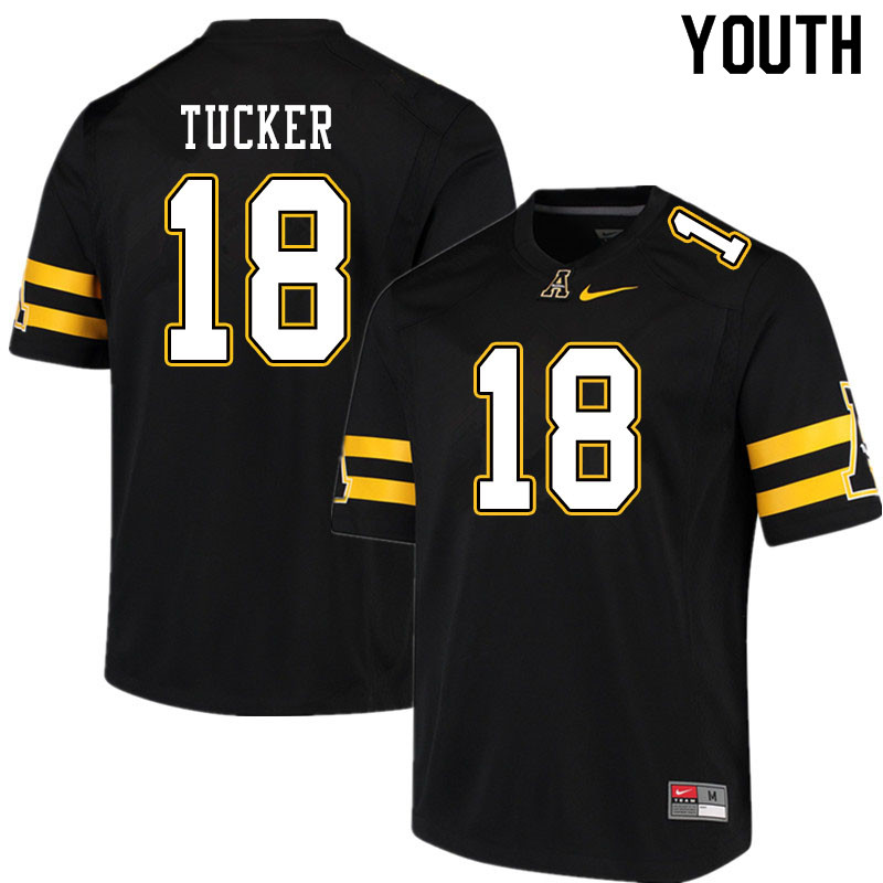Youth #18 Milan Tucker Appalachian State Mountaineers College Football Jerseys Sale-Black - Click Image to Close